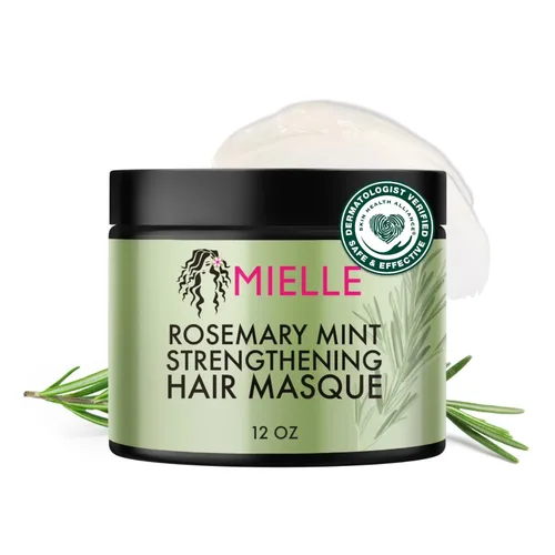 Mielle Organics - Mascarilla Capilar Fortalecedora de Romero y Menta para Cabello Dañado, Tratamiento Acondicionador Profundo Enriquecido con