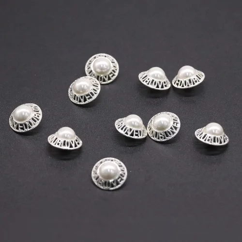 Miniatura 6 de Jerler 10 piezas de oro Matal Botones Adornos Coser en Ropa Botones (dorado)