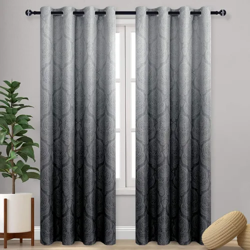 Miniatura 102 de DWCN - Cortinas blackout para dormitorio, diseño de damasco con aislamiento térmico y ojales, para sala de estar, juego de 2 paneles de cortina Gris