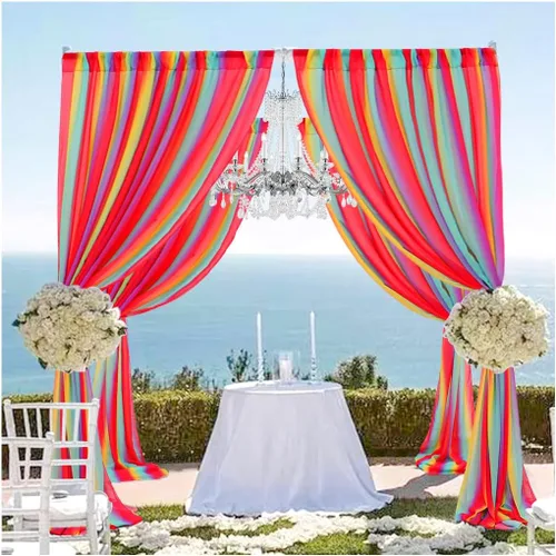 Pardecor Cortinas de telón de fondo de gasa de 5 x 7 pies, fondos de fotografía de tela de gasa para cortinas de ventana, decoración colorida y Arco