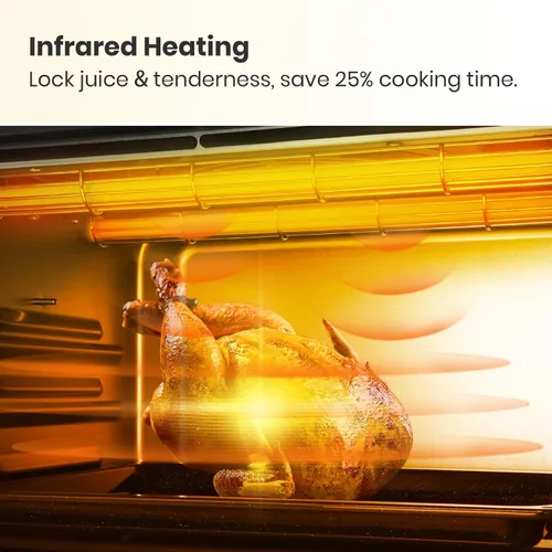 Miniatura 4 de VAL CUCINA Horno tostador freidora de aire con calentamiento infrarrojo estilo retro, horno de convección de encimera extra grande combo 10 en 1