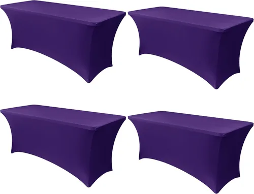Miniatura 46 de Obstal Funda de mesa de elastano elástica de 4 pies para mesas plegables estándar, paquete de 2 manteles rectangulares universales ajustables