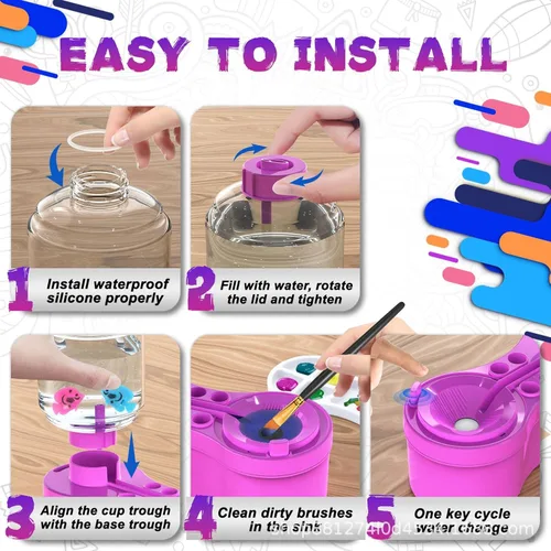 Miniatura 3 de Nueva versión 2026 Limpiador y lavadora de pinceles - Diseño avanzado resistente a fugas para pinturas acrílicas, acuarela y a base de agua