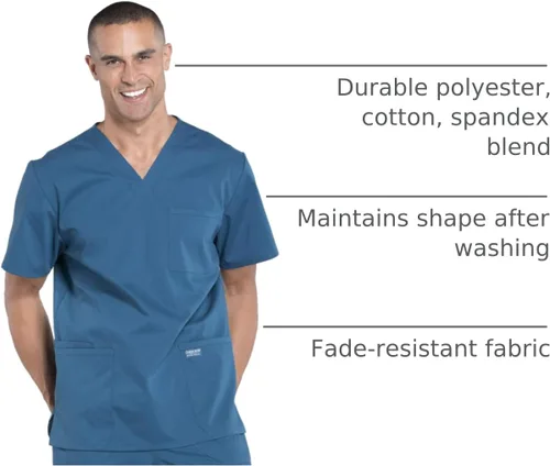 Miniatura 48 de Cherokee WW Professionals WW695 - Camisa de uniforme sanitario para hombre, con cuello en V
