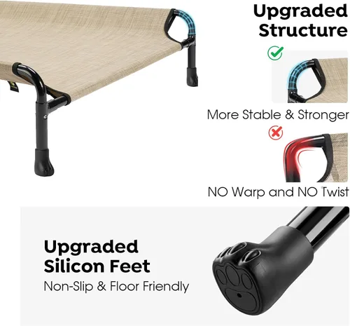 Miniatura 5 de Veehoo Cama Elevada para Perros, Catres Elevados para Perros Grandes, Cama Impermeable para Perros de Exterior, Hamaca Refrescante para Mascotas