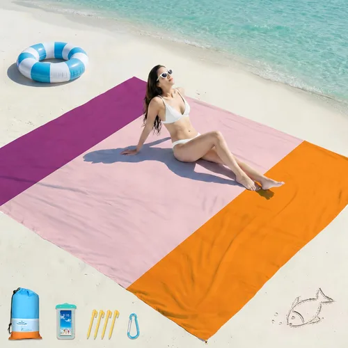 Miniatura 120 de Famstar Beach Blanket Oversized Extra Large 78"X81"/10'X9',Waterproof Sandproof Beach Blanket 2-8 Adults Lightweight Durable for Travel Camping