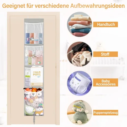 Miniatura 6 de Woodoulogy Almacenamiento de animales de peluche sobre la puerta, organizador de juguetes colgantes, muñeco de peluche y oso para bebé, idea