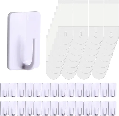 Miniatura 7 de Ganchos de pared resistentes grandes 6 piezas con 12 tiras adhesivas, gancho de pared removible para colgar, ganchos para colgar abrigos sin daños