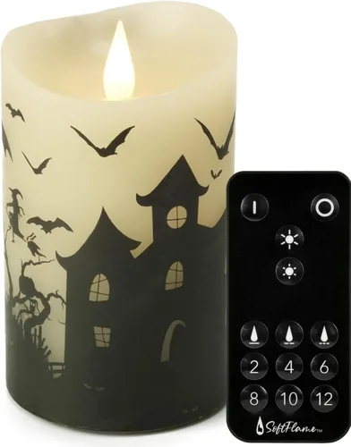 Miniatura 17 de Velas LED sin llama de cera real con control remoto, 3 x 5 pulgadas, llama móvil parpadeante 3D, velas que funcionan
