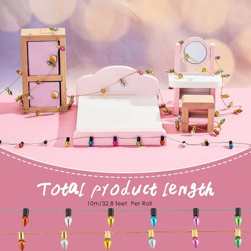 Miniatura 2 de Tuanse Guirnalda de luces falsas de 65.6 pies para decoración de casa, guirnalda de luces en miniatura, manualidades para muebles de casa