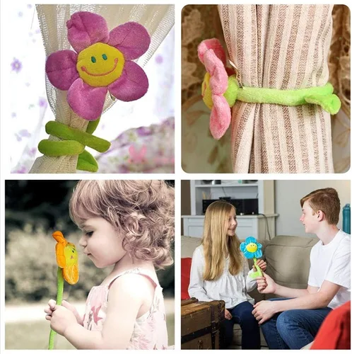 Miniatura 5 de 16 piezas de felpa artificial de girasol margarita de juguete flexible para cortina con hebilla de amarre para cumpleaños, boda, fiesta, regalo