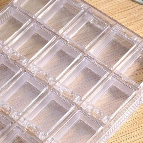 Miniatura 6 de Caja moderna de almacenamiento de uñas con 20 compartimentos, organizador acrílico transparente, aprox. 4.9 x 5.7 x 0.6 in, ligero e ideal