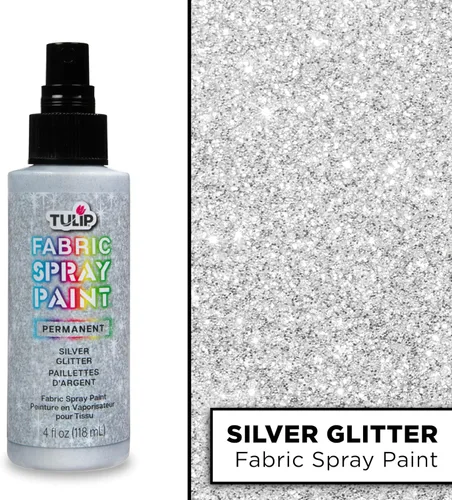 Miniatura 3 de Tulip Pintura para tela, pintura permanente en aerosol, 4 onzas líquidas de purpurina plateada brillante con estrella brillante