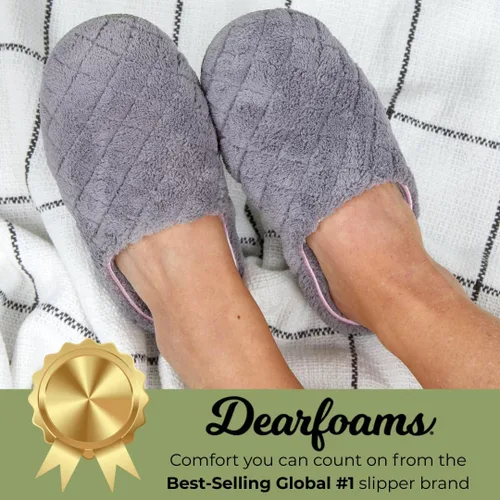 Miniatura 2 de Dearfoams - Pantuflas de espuma viscoelástica para mujer Leslie Terry con anchos amplios para interiores