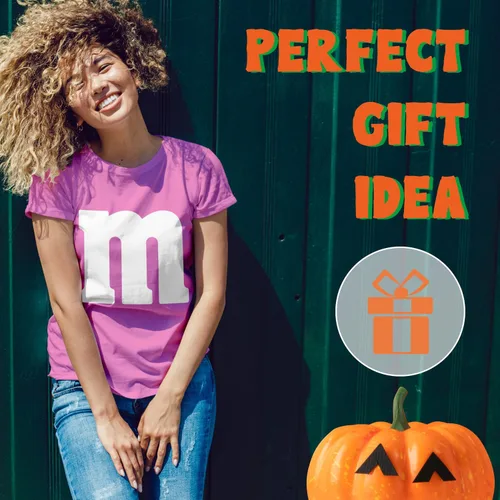 Miniatura 9 de Camiseta de disfraces de Halloween con letra M Idea de camiseta gráfica divertida para mujer