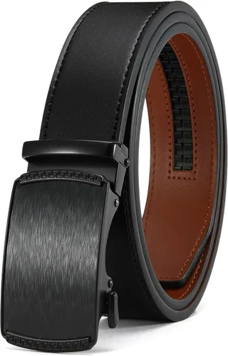 Miniatura 48 de CHAOREN Cinturón para hombre de cuero con trinquete - Ajuste personalizable, estilo sin esfuerzo (35 mm)
