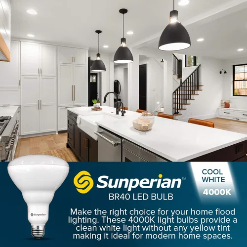 Miniatura 2 de SUNPERIAN BR40 Bombillas LED, 13 W = 85 W, 4000 K blanco frío, 1400 lúmenes, bombillas de inundación regulables para latas empotradas, clasificación