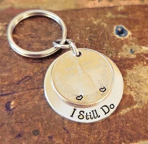Miniatura 4 de Tucker's Trinkets And Treasures 25th Anniversary Year Quarter, I Still Do Key Chain, 25th Wedding Anniversary