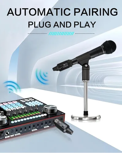 Miniatura 6 de Ulumac Aroma - Transmisor y receptor inalámbrico XLR, sistema de micrófono inalámbrico UHF profesional para transmisión estable, 7 canales, rango