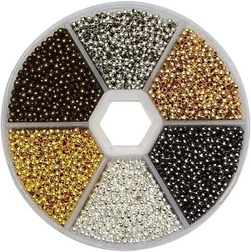 Chenkou Craft 1 caja de 4500 piezas surtidas de 6 colores de metal Tinny Spacer Beads suministros para hacer joyas (mezcla, 1/12 pulgadas (0.079 in))