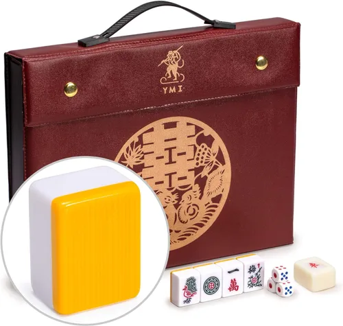 Yellow Mountain Imports Juego de Mahjong chino – Rouge Prestige – 146 Azulejos Medianos, Set Profesional para Juego al Estilo Chino [中式麻將 專業套裝]