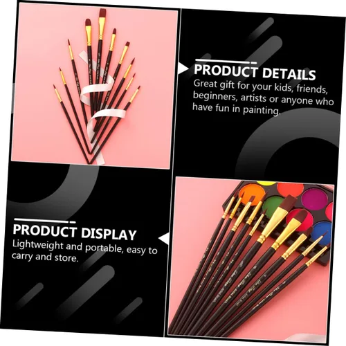 Miniatura 3 de EXCEART Juego de 40 pinceles de nailon para el cabello, pinceles de pintura para niños, pinceles de pintura para pintura acrílica, pinceles