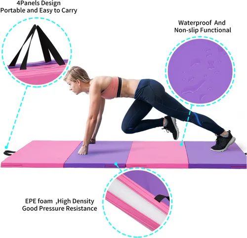 Miniatura 2 de ZENOVA Colchoneta de gimnasia 6'x3'x2''/4'x8'x2'' Colchoneta de ejercicio Colchoneta de gimnasio para aeróbicos en casa Entrenamiento Colchoneta