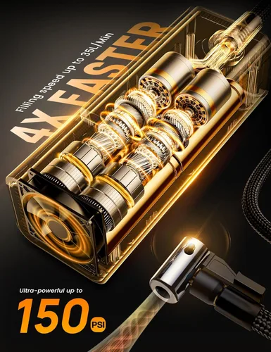 Miniatura 3 de Lamicall Inflador portátil de neumáticos de automóvil, compresor de aire [150 PSI] [4 veces más rápido], bomba de aire inalámbrica para automóvil