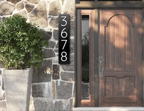 Miniatura 3 de Números de casa para exteriores Placa de números de casa disponible en VERTICAL y HORIZONTAL Señal de placa de dirección Números de dirección