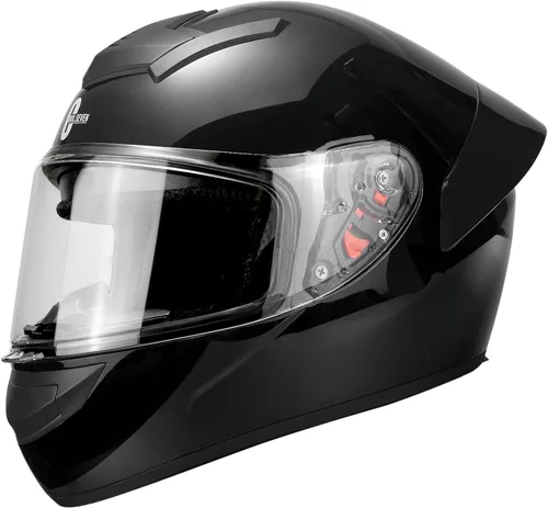 Miniatura 3 de Casco de motocicleta de cara completa para adultos con aprobación DOT, Casco ligero y aerodinámico de bicicleta de calle negro brillante para Brillo