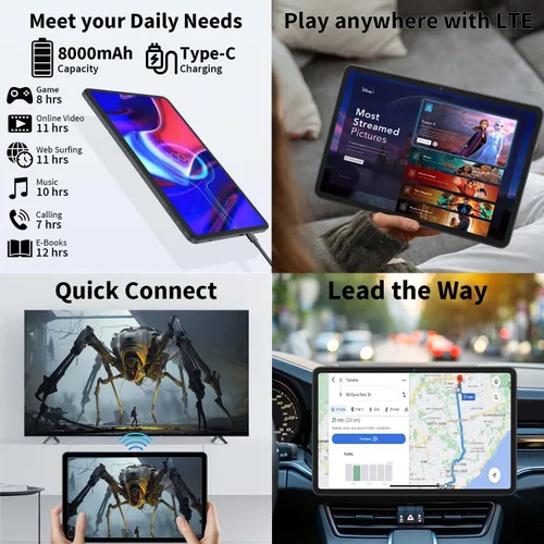 Miniatura 7 de Tableta Android 15 de 12 pulgadas, tableta Android mejorada 2026 con teclado, 24GB RAM+256GB ROM (expansión 1TB), Octa-Core, pantalla 2K 2000x1200
