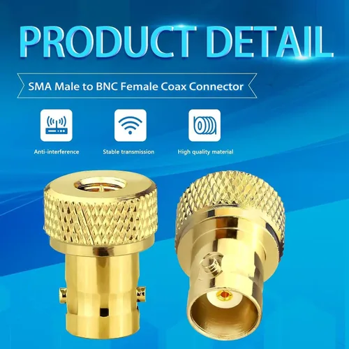 Miniatura 3 de TUOLNK 2PCS SMA to BNC Coax Connector, SMA Male to BNC Female RF Coax Adapter, Low Loss Gold Plated Coaxial Connector for Two Way Radio, Walkie