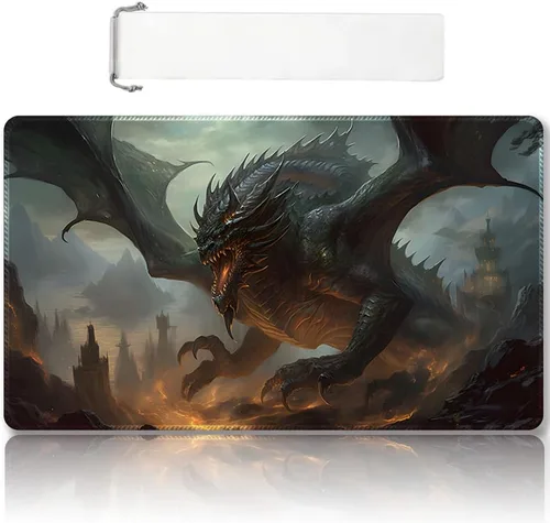 Miniatura 37 de Tapete de Juego MTG Premium Cosido con Zonas y Respaldo de Goma Antideslizante - Tapete de Juego TCG para MTG y Otros Juegos de Cartas - Diseño Dkt