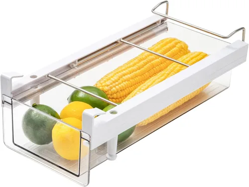 vacane Contenedores organizadores de nevera, cajón de refrigerador de plástico transparente con asa, organizador de cajón de refrigerador extraíble