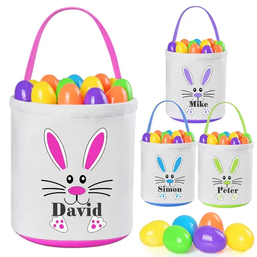Miniatura 13 de Jocidea - Cesta de Pascua personalizada, paquete de 1 cestas de Pascua personalizadas para niñas y niños, cesta de Pascua personalizada para bebés