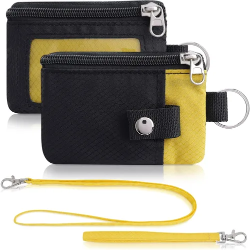 Miniatura 42 de Artpaxy Cartera minimalista para hombres y mujeres, llavero con bloqueo RFID, con cremallera, pequeña cartera con ventana de identificación, 2