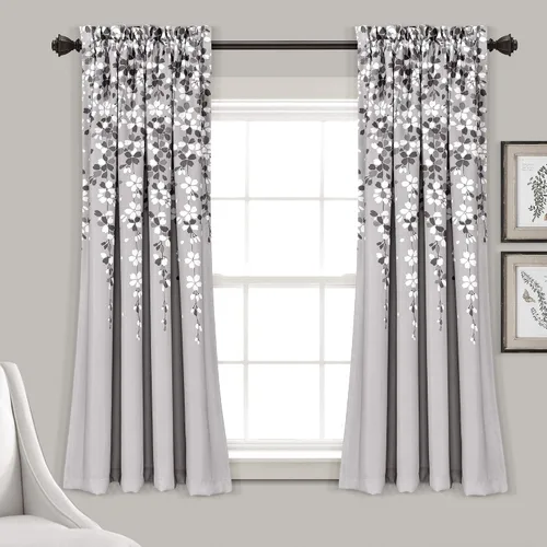 Miniatura 41 de Lush Decor Cenefa para ventana con filtro de luz, colección Weeping Flower, juego de cortinas, un par, 52" de ancho x 95" de largo + 2" de cabecera