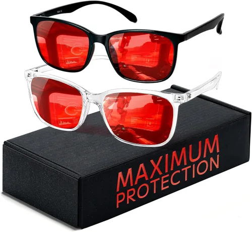 Miniatura 10 de TIJN Lentes de dormir para 99.9% TR90 con bloqueo de luz azul y verde, doble revestimiento AR con lente roja para juegos de computadora que reducen
