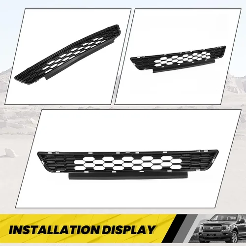 Miniatura 3 de KUAFU Rejilla delantera inferior del radiador compatible con Ford Mustang 2015-2017 Reemplazo para FR3Z-17K945-BA de plástico ABS negro