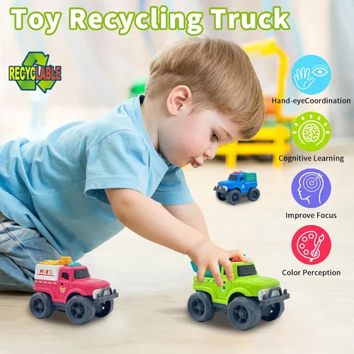 Miniatura 5 de Aigitoy Juguetes de auto para niños y niñas de 1 a 3 años, camión de reciclaje verde, sin BPA, sin ftalatos, PVC, plástico reciclado, juguete