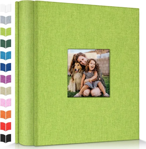 Miniatura 40 de Álbum de fotos Artfeel 4x6 con 300 bolsillos, álbumes de fotos deslizables, libro de memorias con cubierta de lino y ventana frontal, libro de fotos
