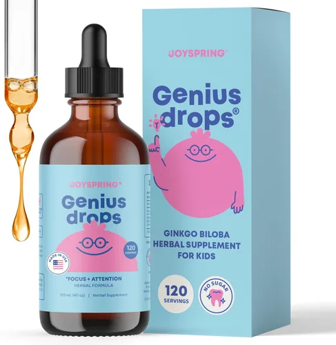 Miniatura 10 de JoySpring Genius Drops for Kids Suplemento de Concentración Clínicamente Comprobado Suplemento Líquido Herbal de Concentración con Ginkgo Biloba