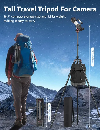 Miniatura 4 de Trípode profesional de 78 pulgadas para cámara Victiv, trípode monópode de aluminio para cámara DSLR, telescopio terrestre, telescopio, binoculares