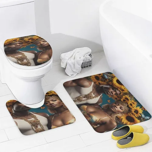 Alfombra de baño para parejas afroamericanas, antideslizante, negro, King, Queen, romántica, amor, mariposa, alfombra de baño, lavable a máquina,