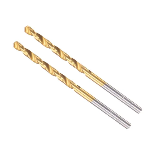 Miniatura 9 de Brocas helicoidales, diámetro de perforación de 0.154 in, acero de alta velocidad recubierto de titanio 6542 vástago redondo recto