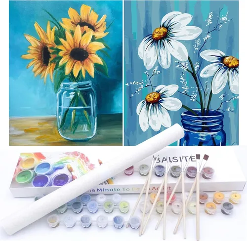 Miniatura 69 de BAISITE Kit de pintura por números para adultos principiantes, 12 pulgadas de ancho x 16 pulgadas de largo, paquete de 2 lienzos para kits