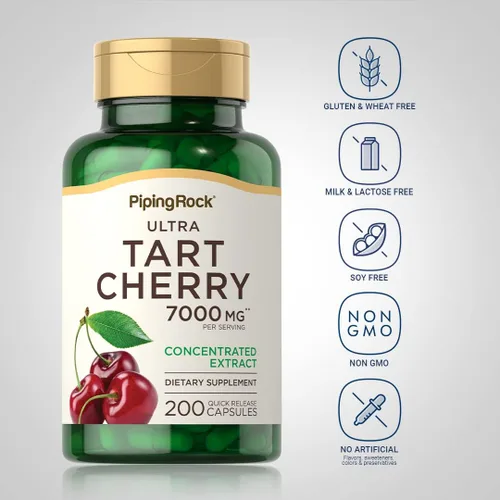 Miniatura 3 de Piping Rock Cápsulas de extracto de cereza ácida 7000 mg 200 píldoras para mujeres y hombres Extracto concentrado ultra fuerte Suplemento