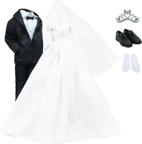 Miniatura 9 de Edición Limitada Set de 3 Vestidos de Boda para Muñeca Negra Accesorios para Muñeca de 11.5 Pulgadas, Ropa de Princesa, Vestido, Falda, Complementos