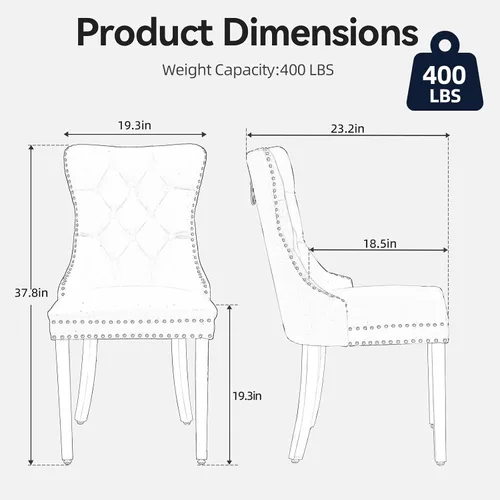 Miniatura 2 de Juego de 2 sillas de comedor de terciopelo, sillas de comedor modernas de lujo con patas de acero inoxidable doradas, sillas decorativas de cocina