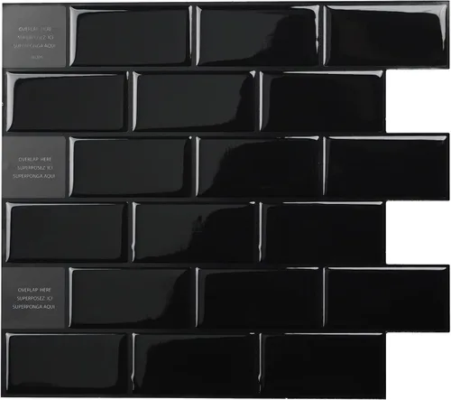 Miniatura 10 de SMART TILES Protector contra salpicaduras para despegar y pegar, 10 hojas de 10.95 x 9.70 pulgadas, adhesivo 3D para cocina, baño, azulejos de Metro